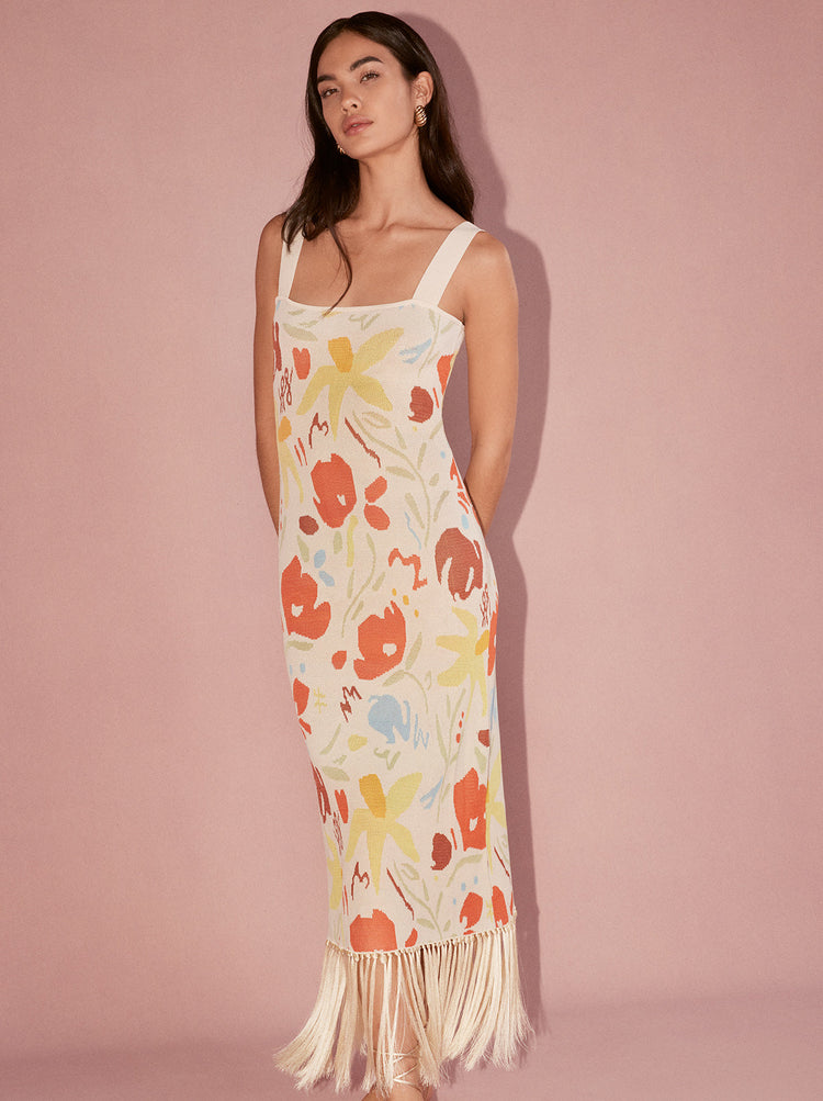 Talitha Pastel Floral Knit Midi Dress By KITRI Studio