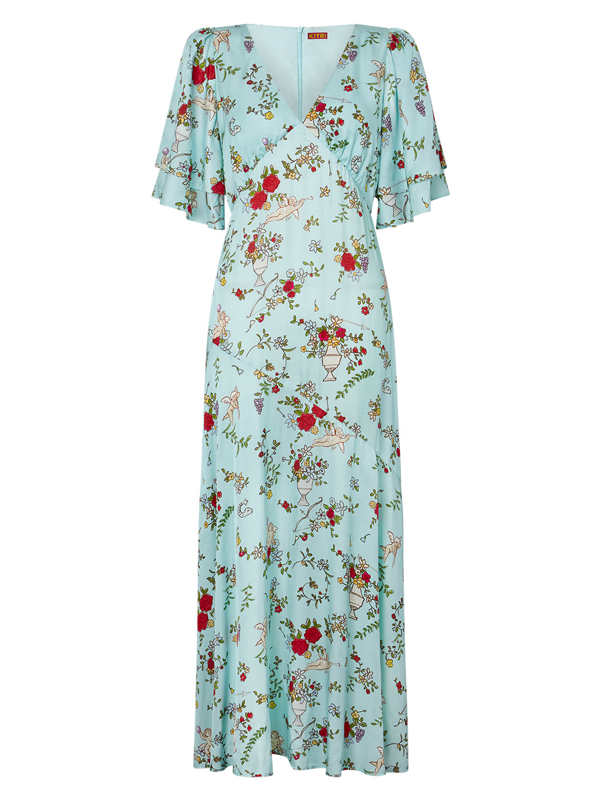 Tallulah Mint Cherub Print Maxi Dress | KITRI Studio