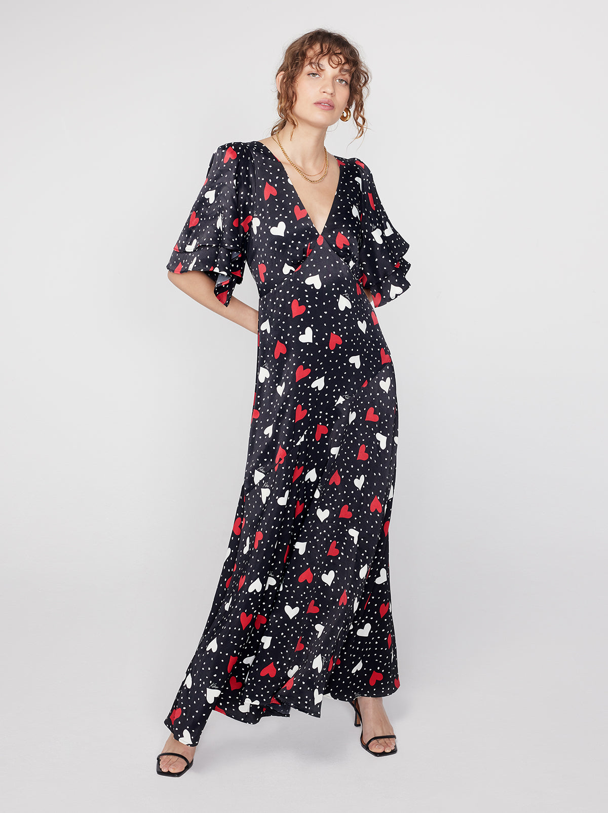 Heart print 2024 maxi dress