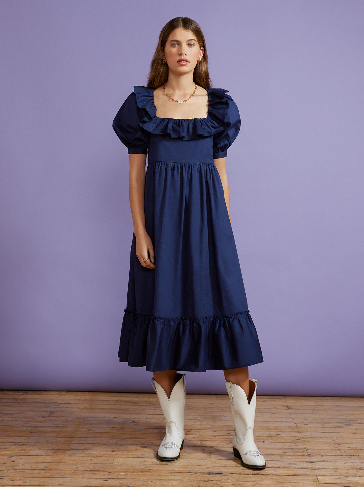 Tammy Navy Cotton Dress By KITRI Studio