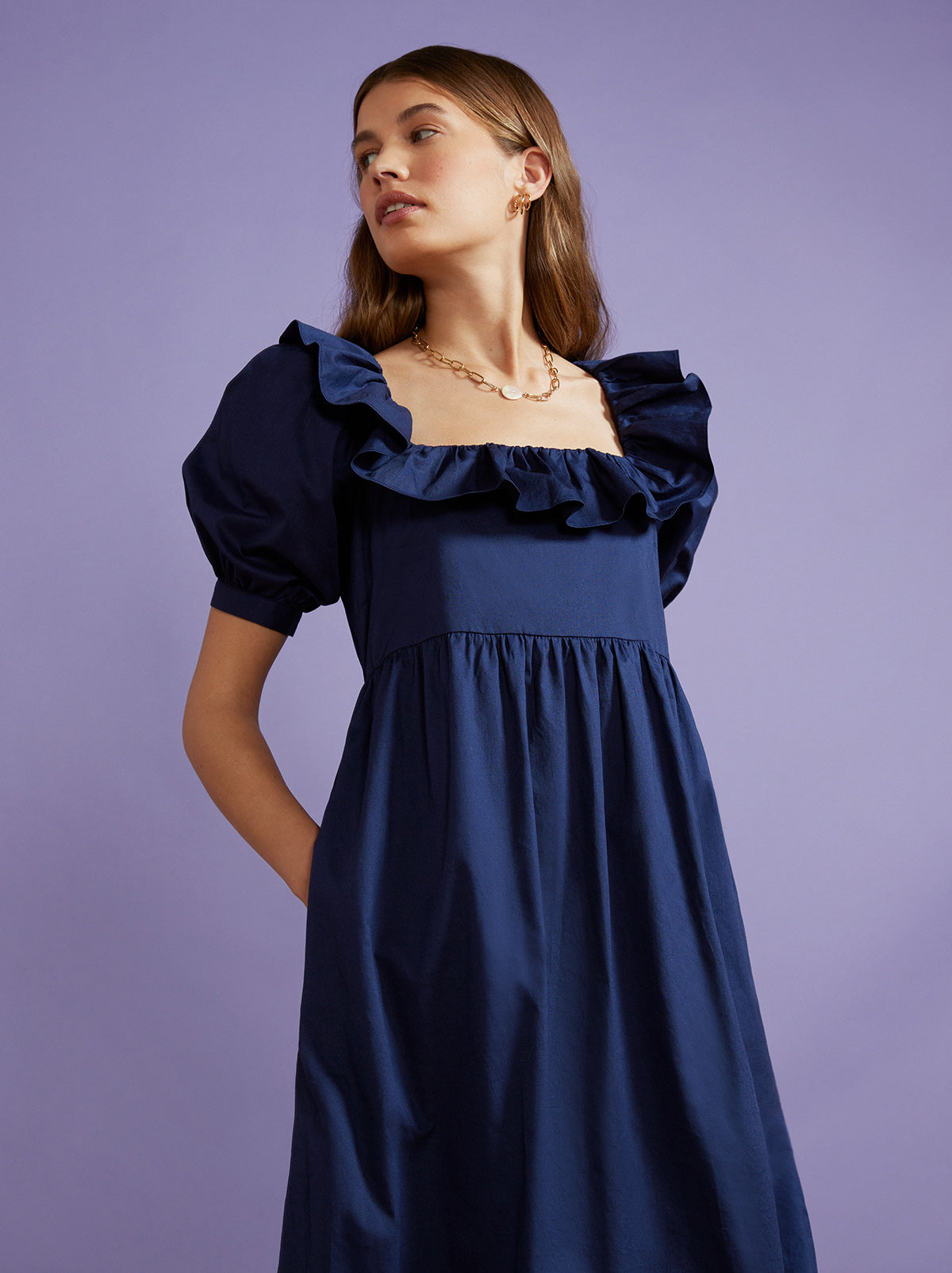 Tammy Navy Cotton Dress By KITRI Studio