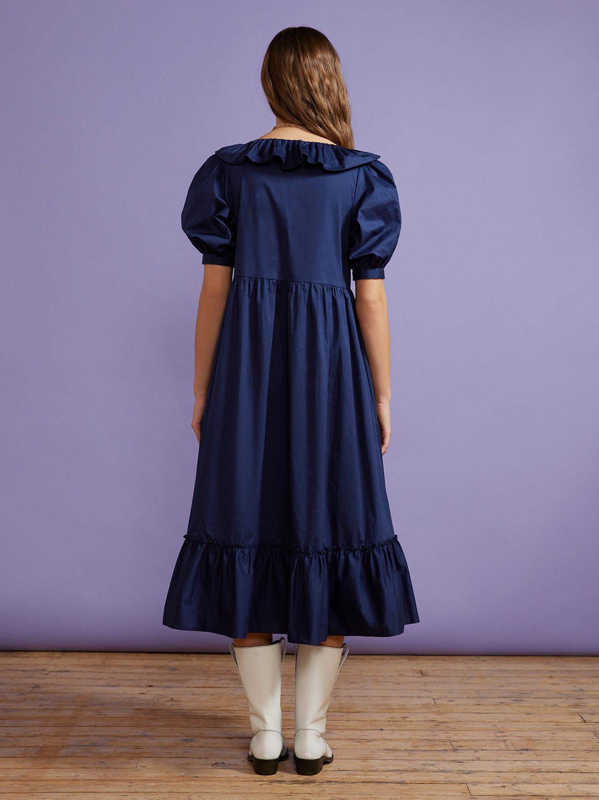 Tammy Navy Cotton Dress By KITRI Studio