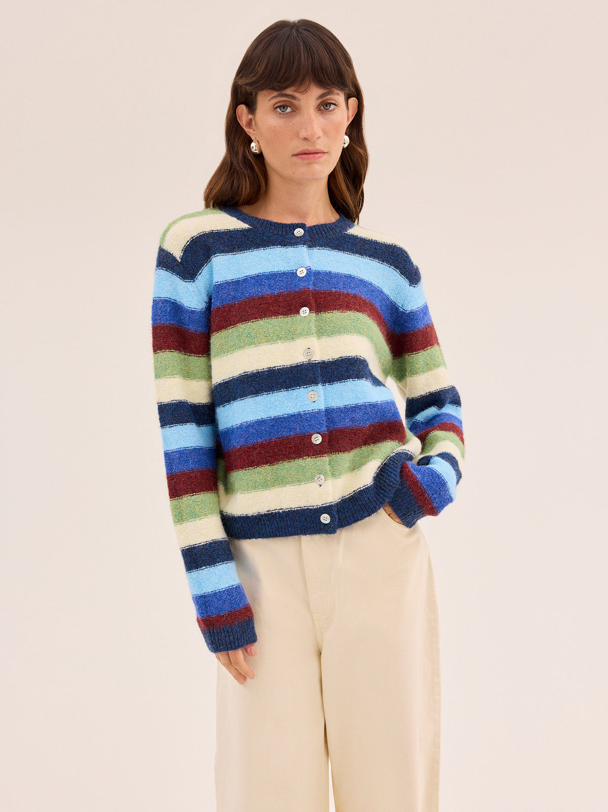 Terri Multi Striped Knit Cardigan By KITRI Studio