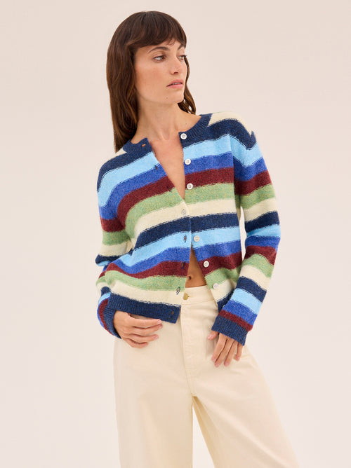 Terri Multi Striped Knit Cardigan By KITRI Studio
