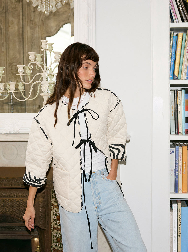 Theodora Cotton Linen Reversible Quilted Jacket By KITRI Studio