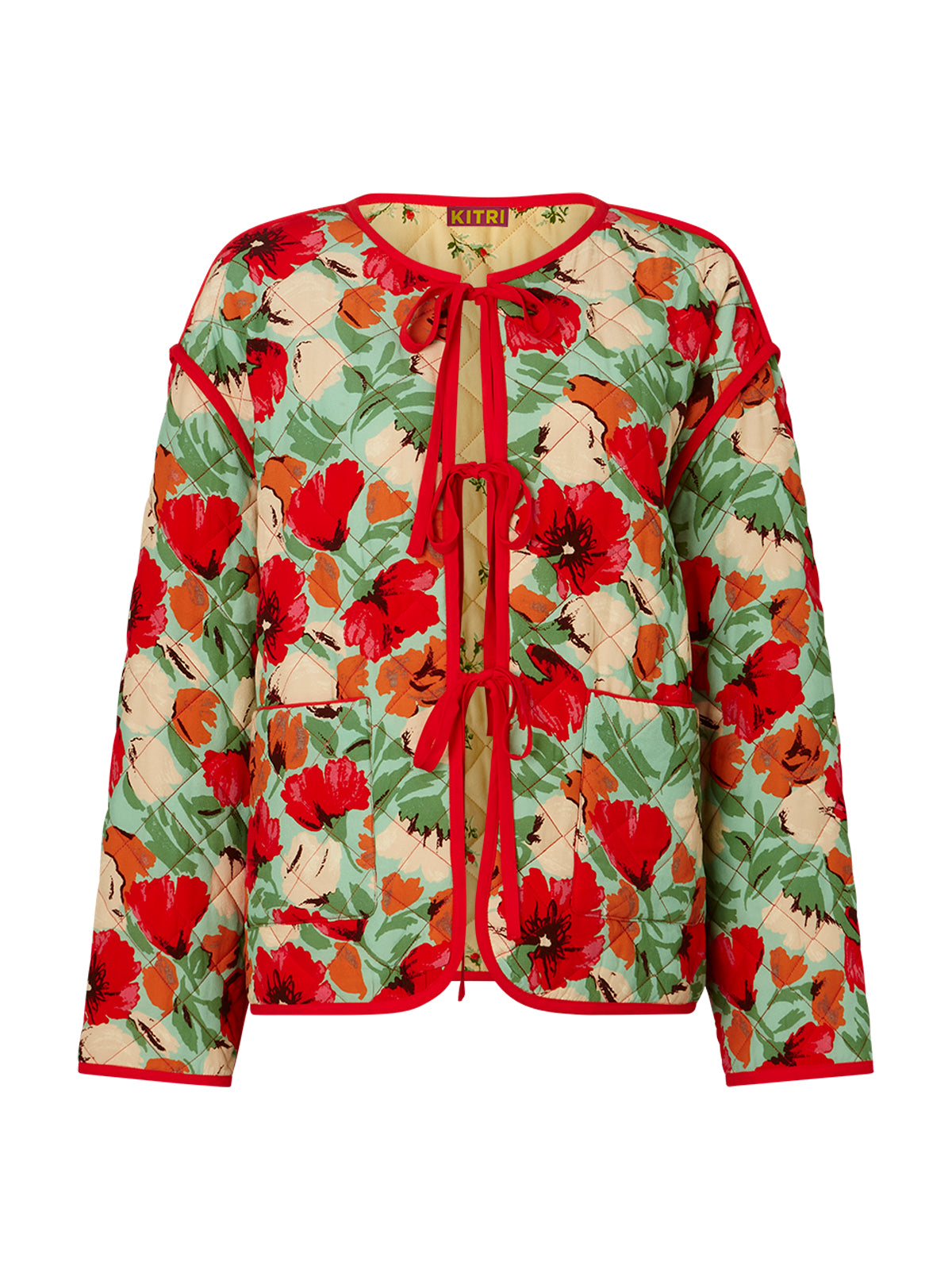 Theodora Green Garden Floral Reversible Quilted Jacket