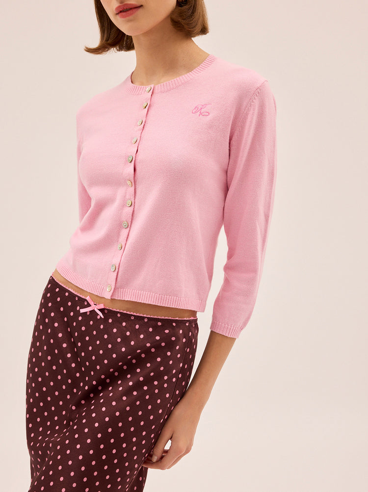 Uma Pink Knit Cardigan By KITRI Studio