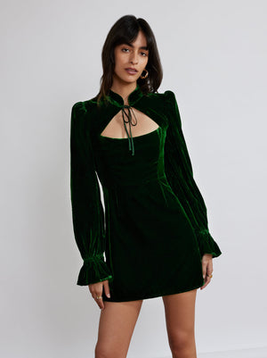 Valentina Green Velvet Mini Dress By KITRI Studio