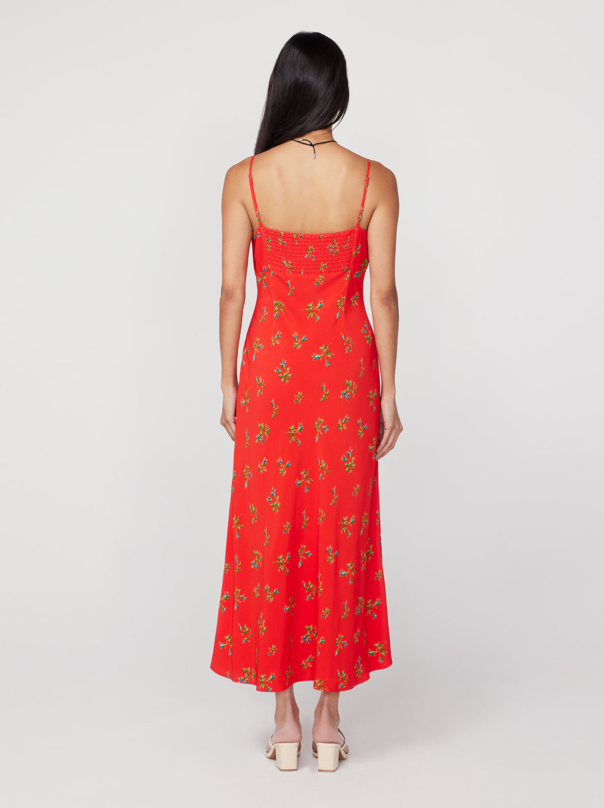 Velma Red Rosebud Midi Dress