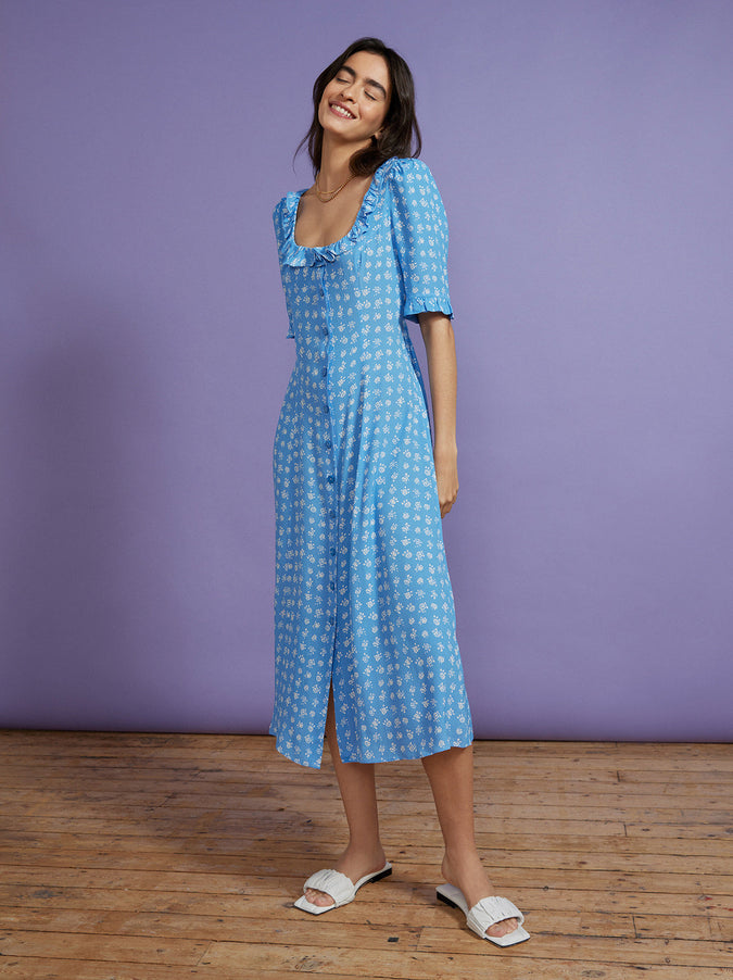 Violette Blue Floral Tea Dress | KITRI Studio