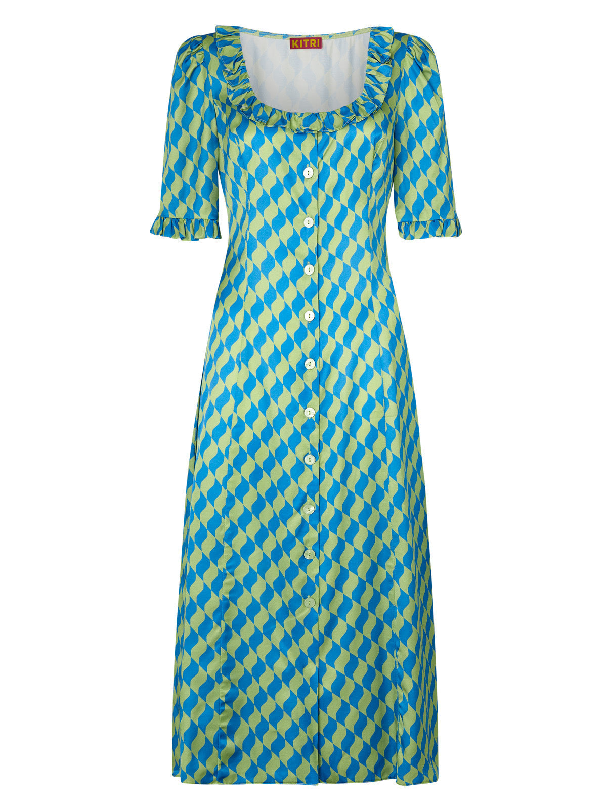 Violet Green Wavy Tile Tea Dress by KITRI Studio