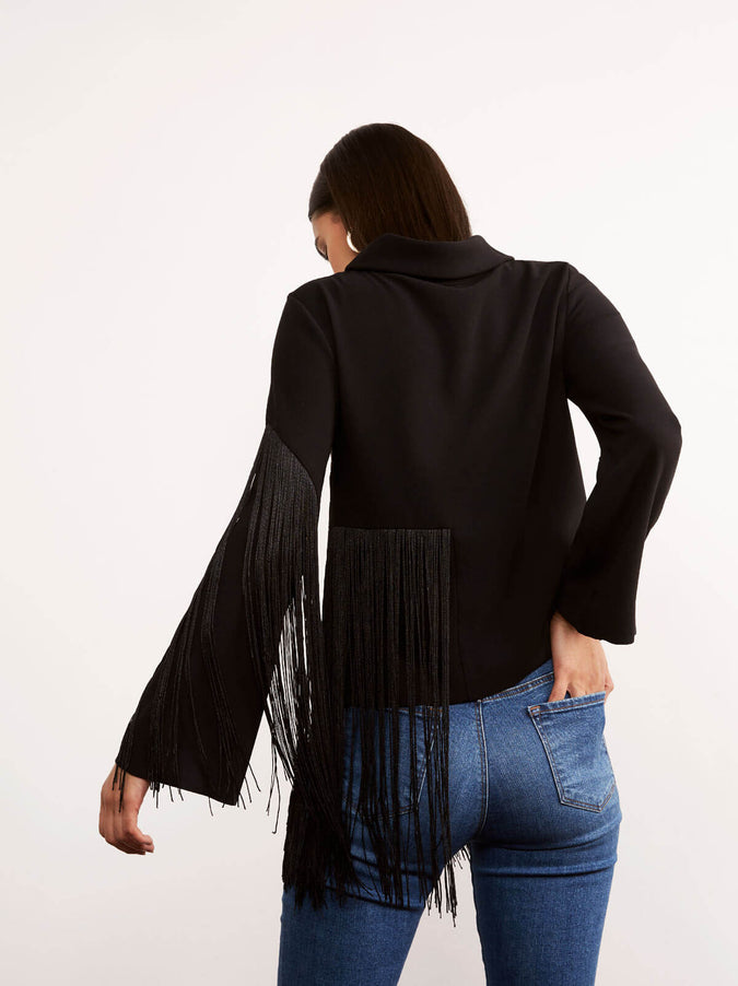 Viviana Black Long Sleeve Tassel Top | Ladies Tassel Tops & Blouses | KITRI Viviana Black Long Sleeve Tassel Top | Ladies Tassel Tops & Blouses | KITRI