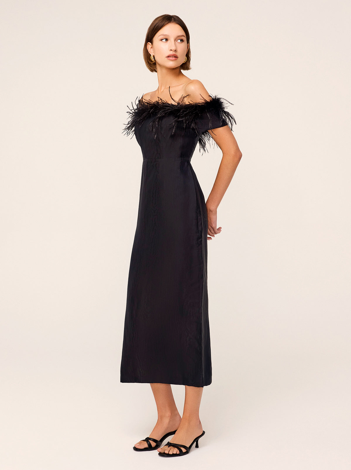 Vivien Black Feather Midi Dress By KITRI Studio