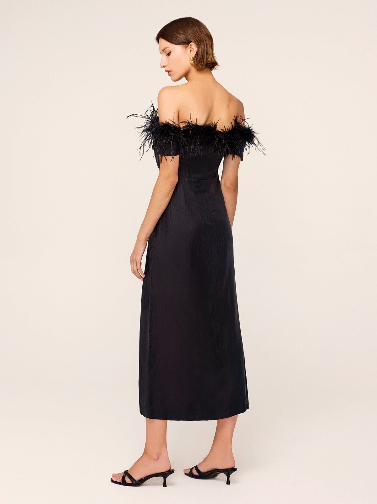 Vivien Black Feather Midi Dress | KITRI Studio Vivien Black Feather Midi Dress | KITRI Studio