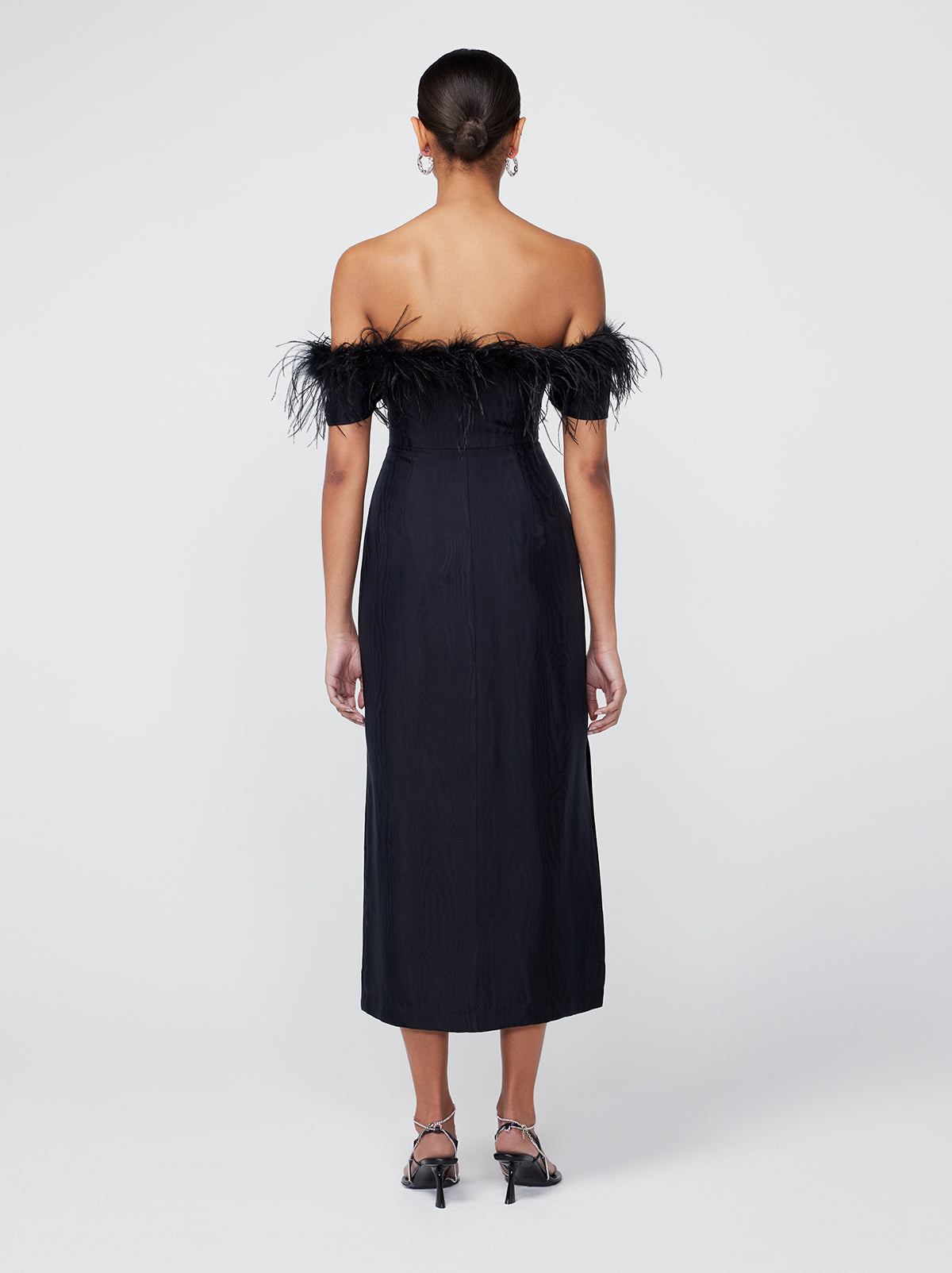 Vivien Black Feather Midi Dress By KITRI Studio