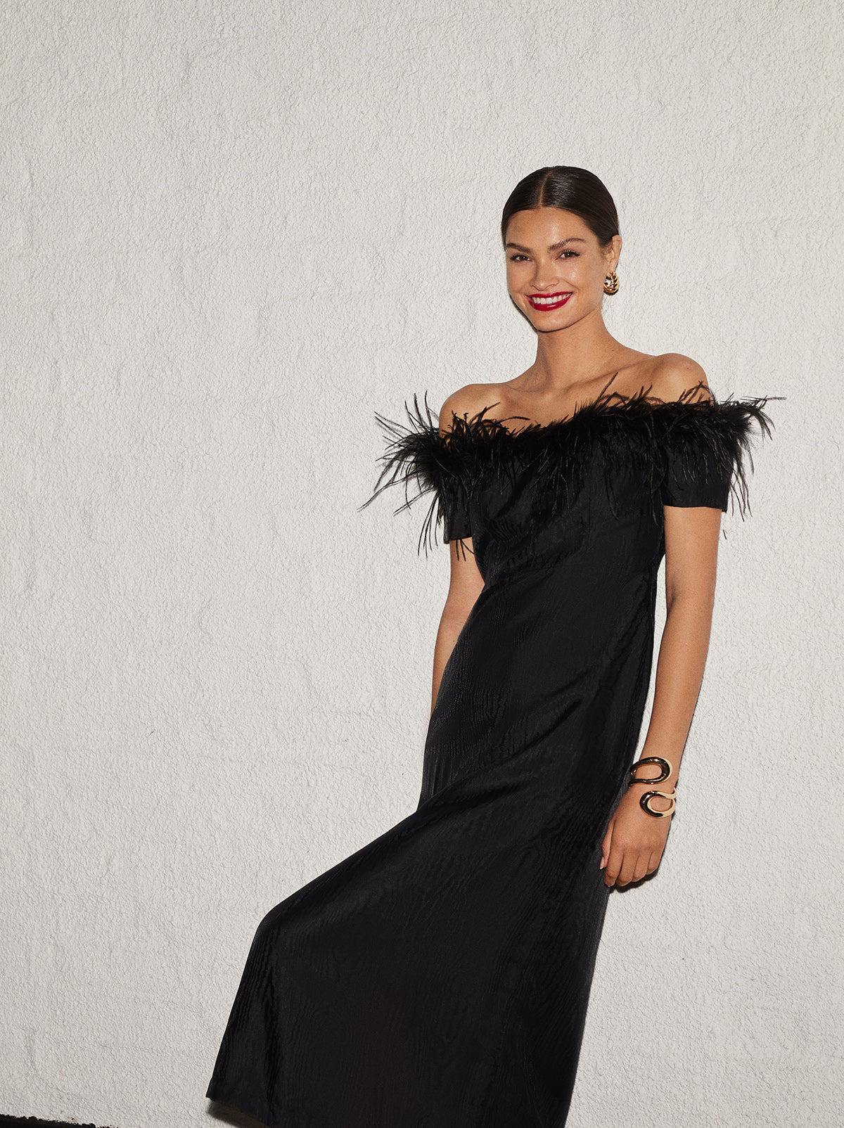 satin long dress black A-line Off Shoulder Evening Dress, Black Long Prom Dr Dua Lipa and Callum train_Sweep Train Size:20 (3Y)