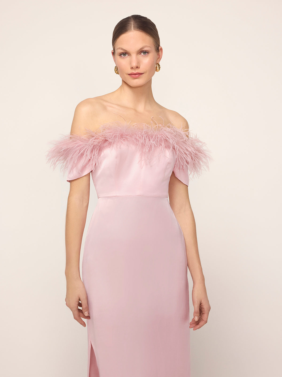 Vivien Pink Feather Midi Dress By KITRI Studio