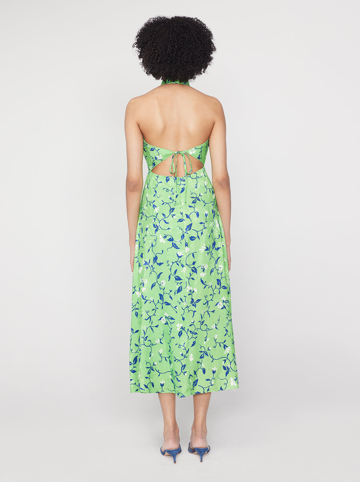 Willow Green Vine Print Halterneck Dress By KITRI Studio