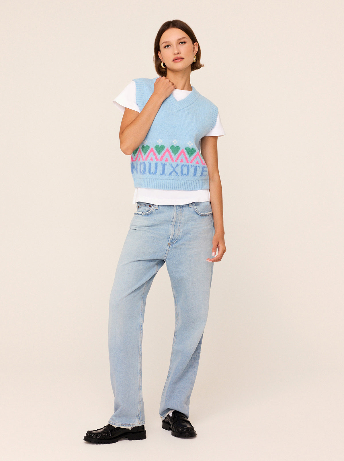 Winona Blue Fairisle Knit Vest By KITRI Studio