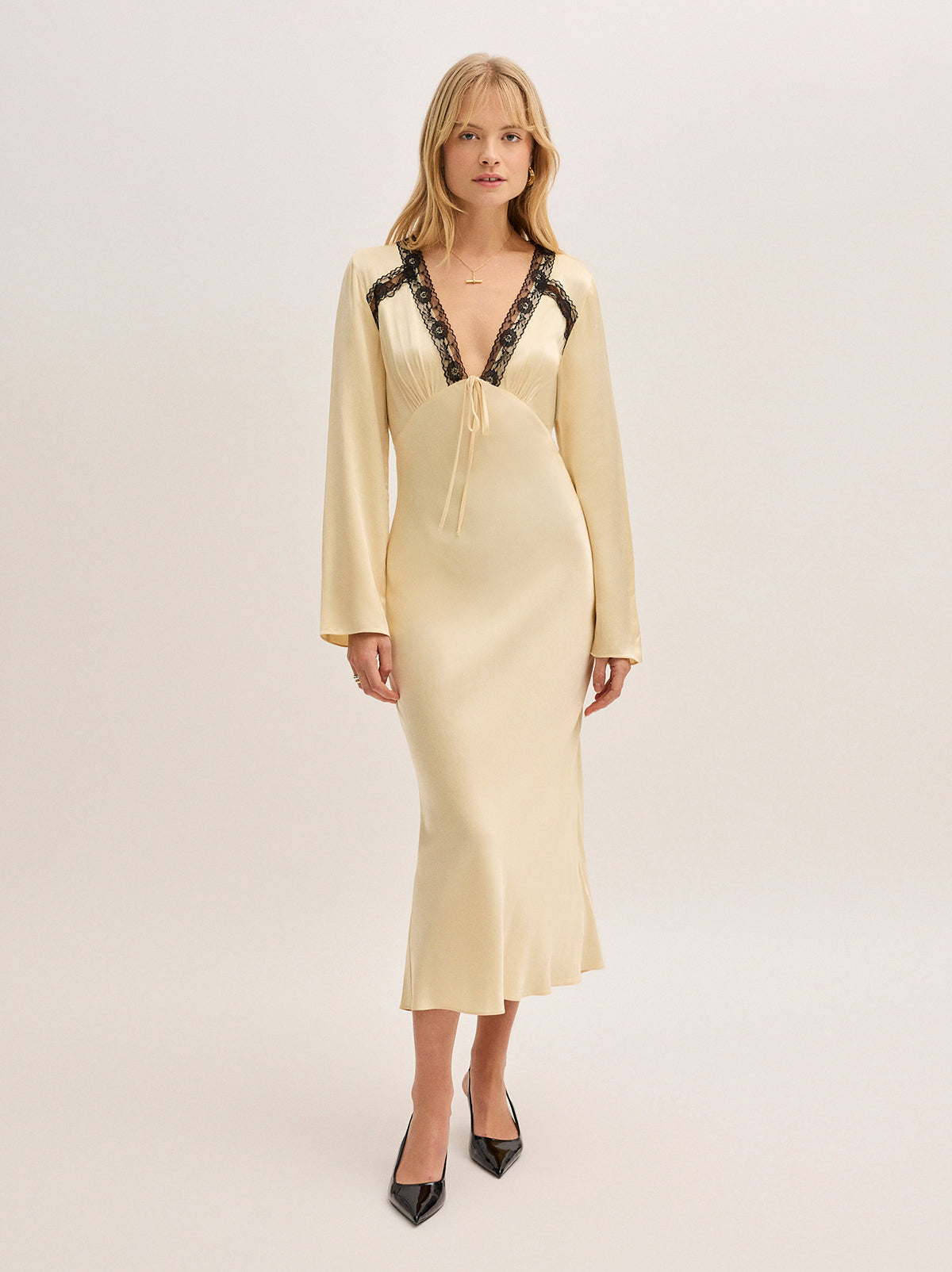 Zelda Butter Yellow Satin Dress By KITRI Studio