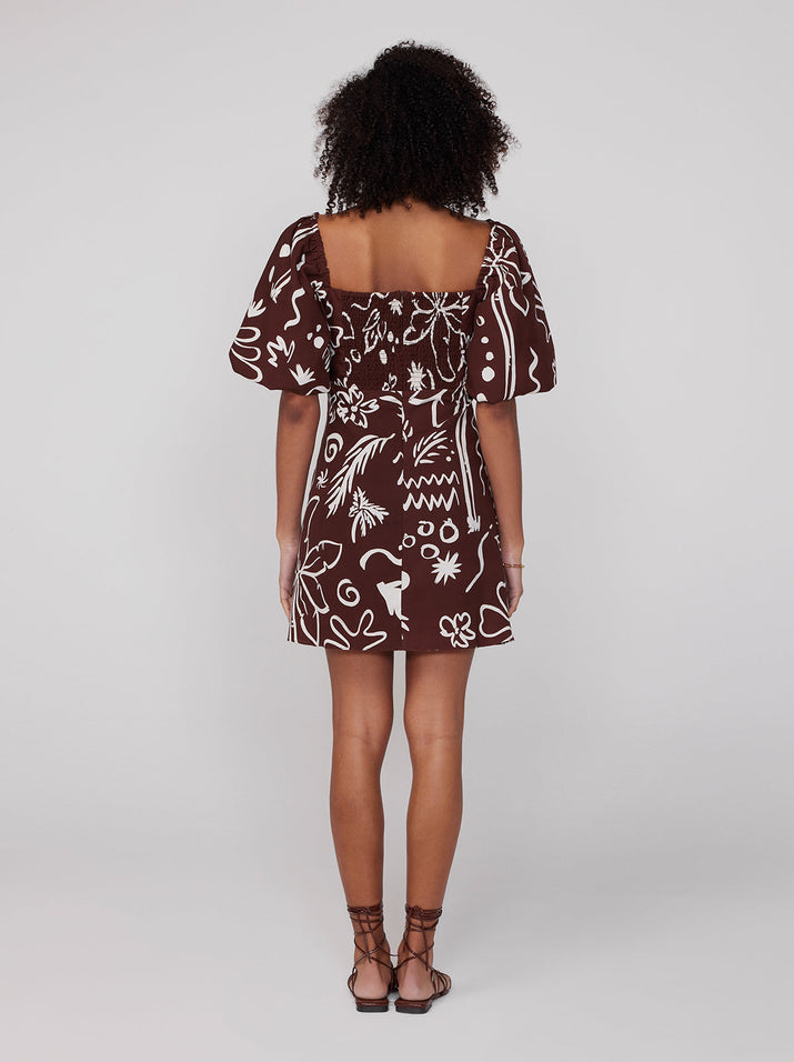 Zosia Coco Palm Print Mini Dress | KITRI Studio