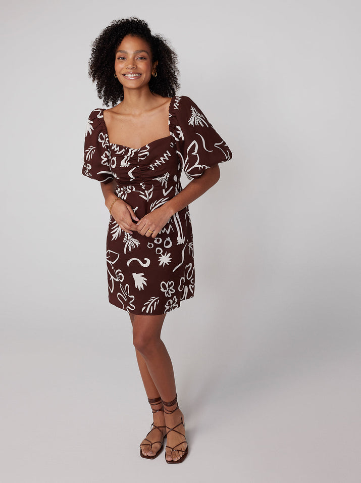 Zosia Coco Palm Print Mini Dress | KITRI Studio